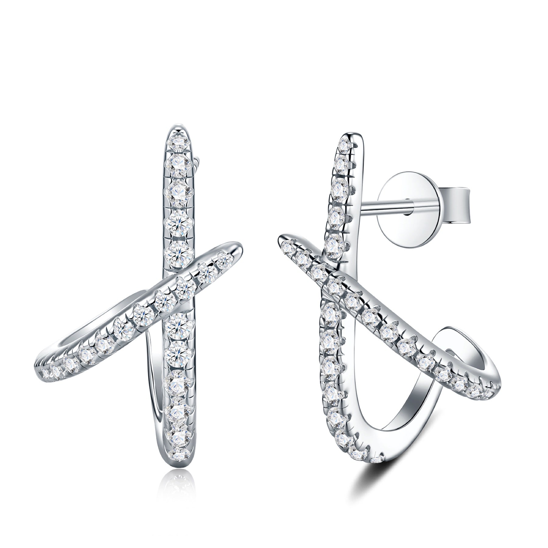 Chiasmo Moissanite Ear Cuff Earrings in Sterling Silver
