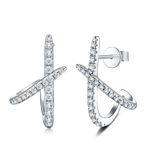 Chiasmo Moissanite Ear Cuff Earrings in Sterling Silver