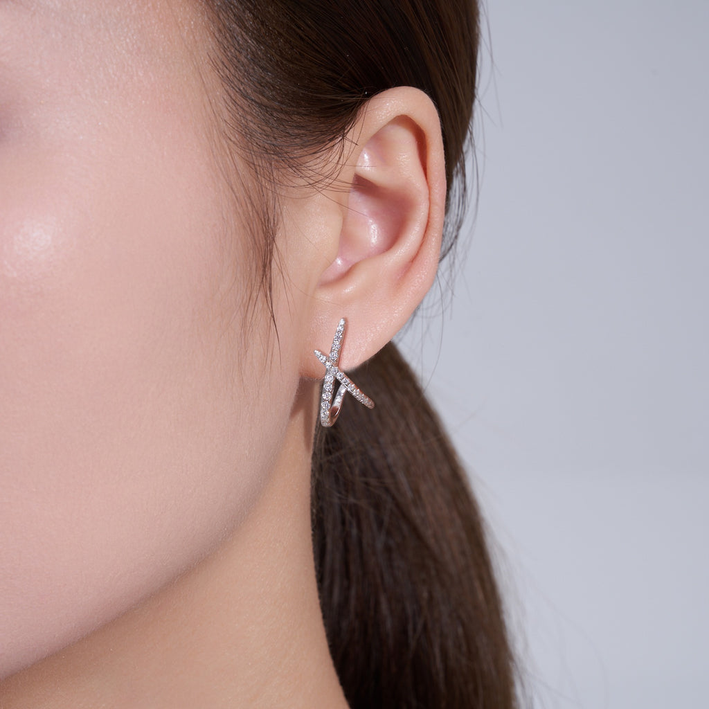 Chiasmo Moissanite Ear Cuff Earrings in Sterling Silver