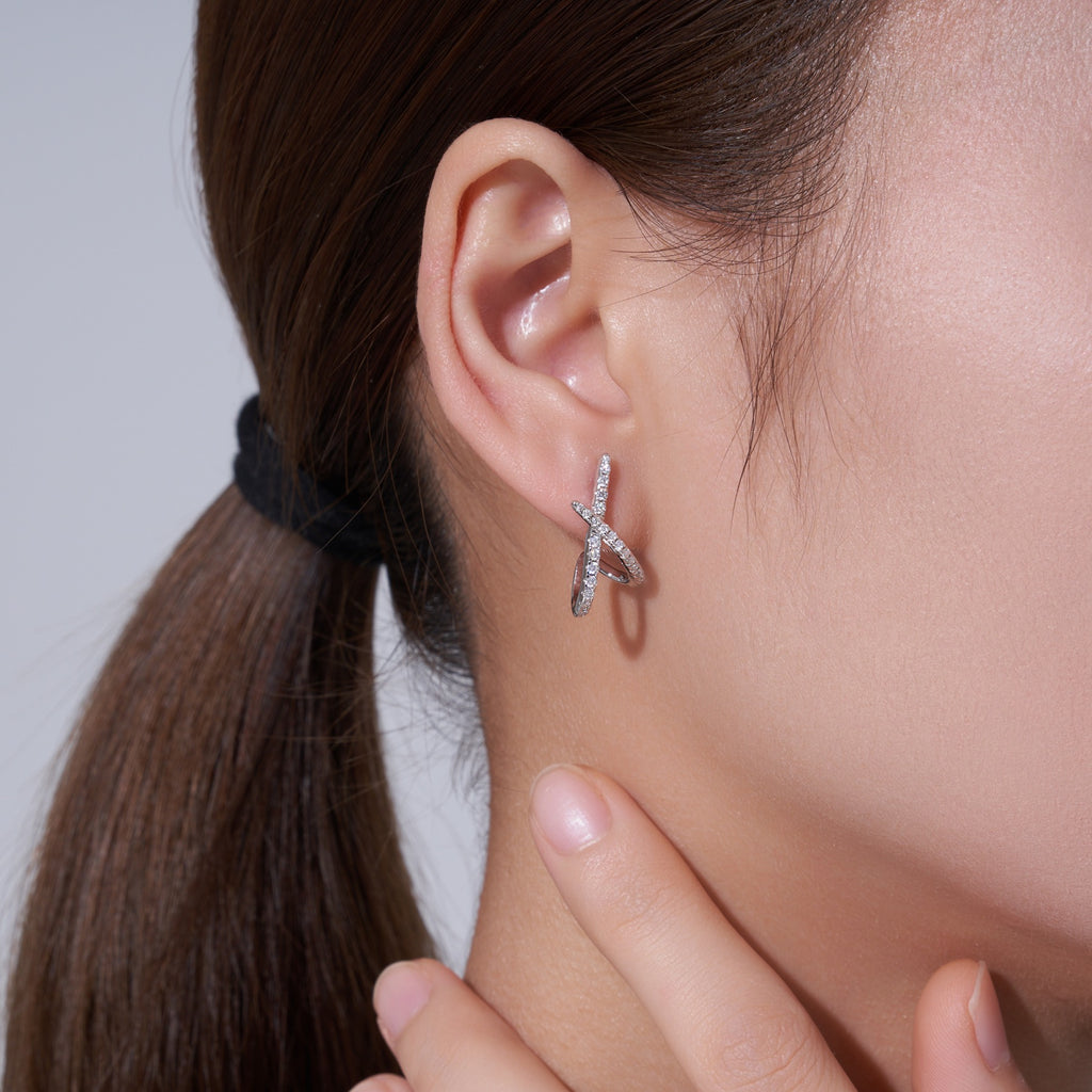 Chiasmo Moissanite Ear Cuff Earrings in Sterling Silver