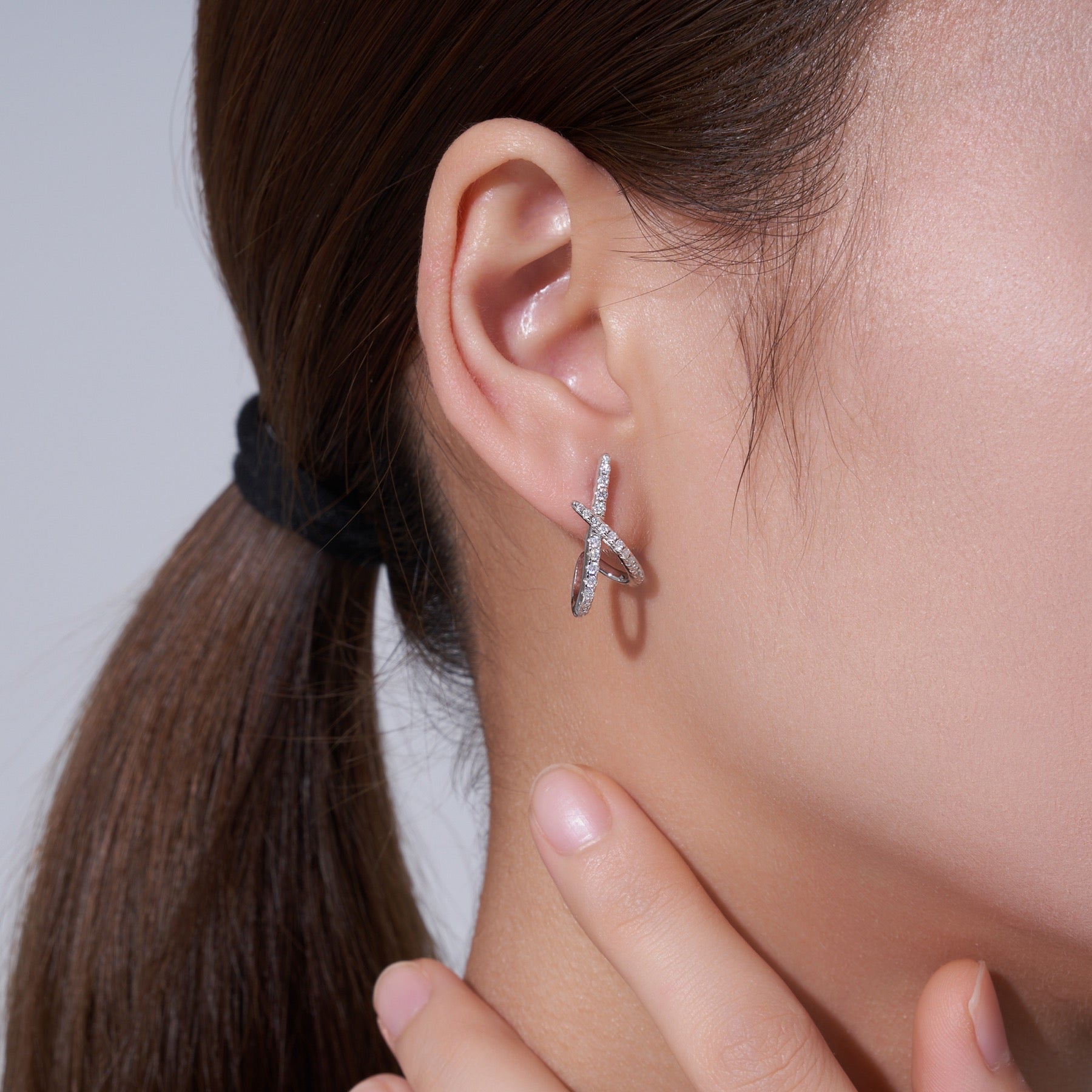 Chiasmo Moissanite Ear Cuff Earrings in Sterling Silver