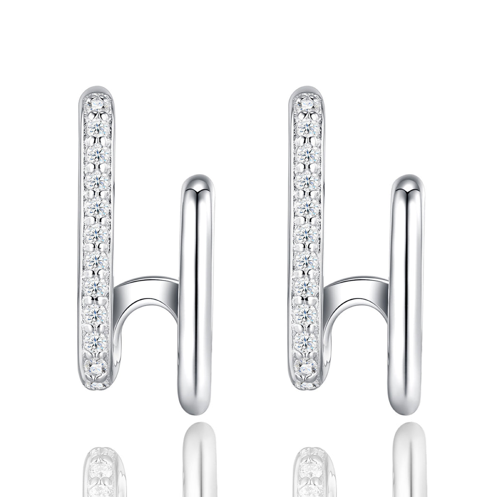 Spigolo Moissanite Ear Cuff Earrings in Sterling Silver