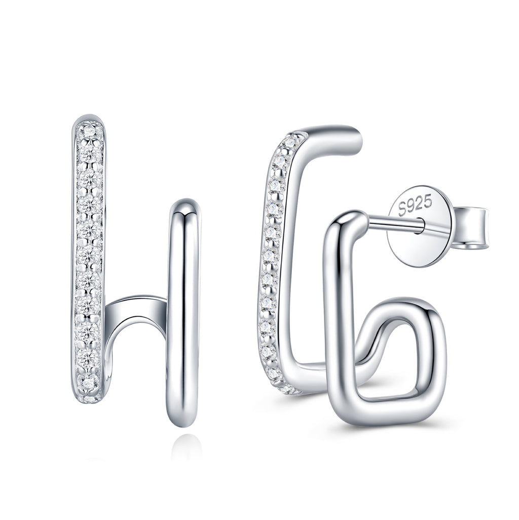 Spigolo Moissanite Ear Cuff Earrings in Sterling Silver