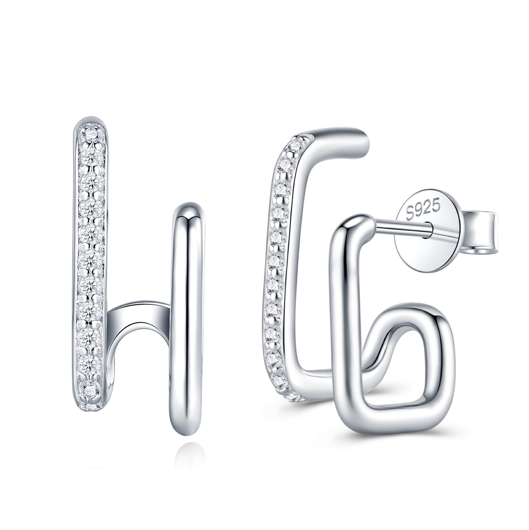 Spigolo Moissanite Ear Cuff Earrings in Sterling Silver