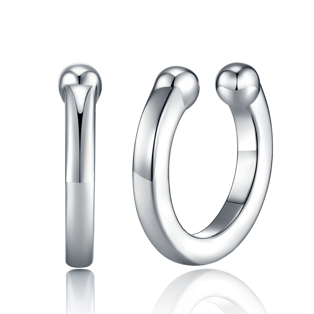 Fune Moissanite Ear Cuff Earrings in Sterling Silver