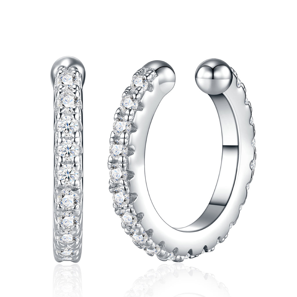 Fune Moissanite Ear Cuff Earrings in Sterling Silver