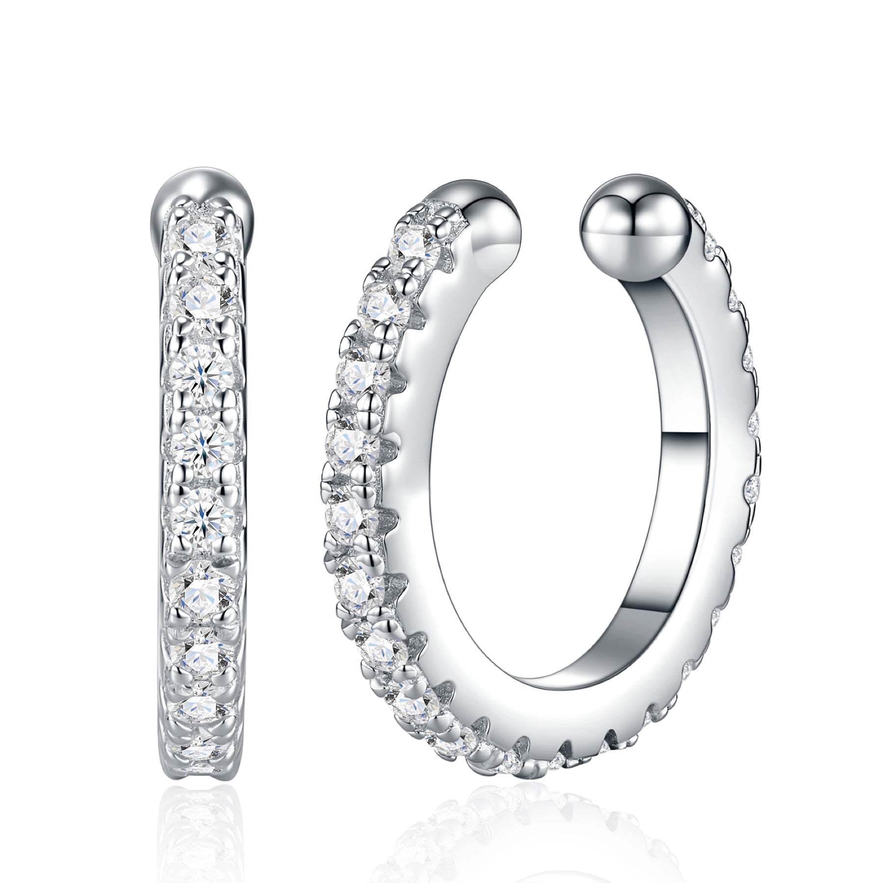 Fune Moissanite Ear Cuff Earrings in Sterling Silver