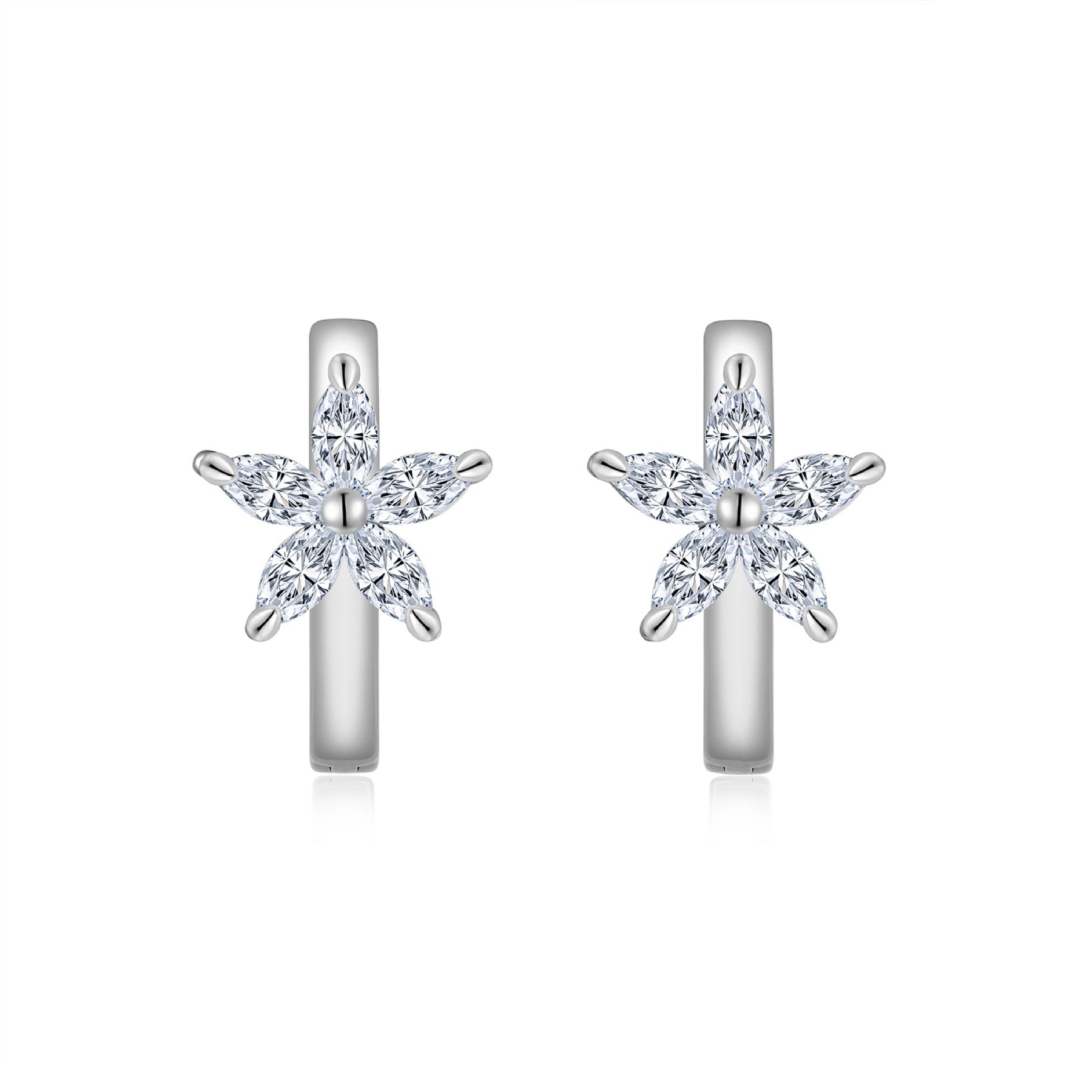 Croce Moissanite Cross Stud Earrings in Sterling Silver