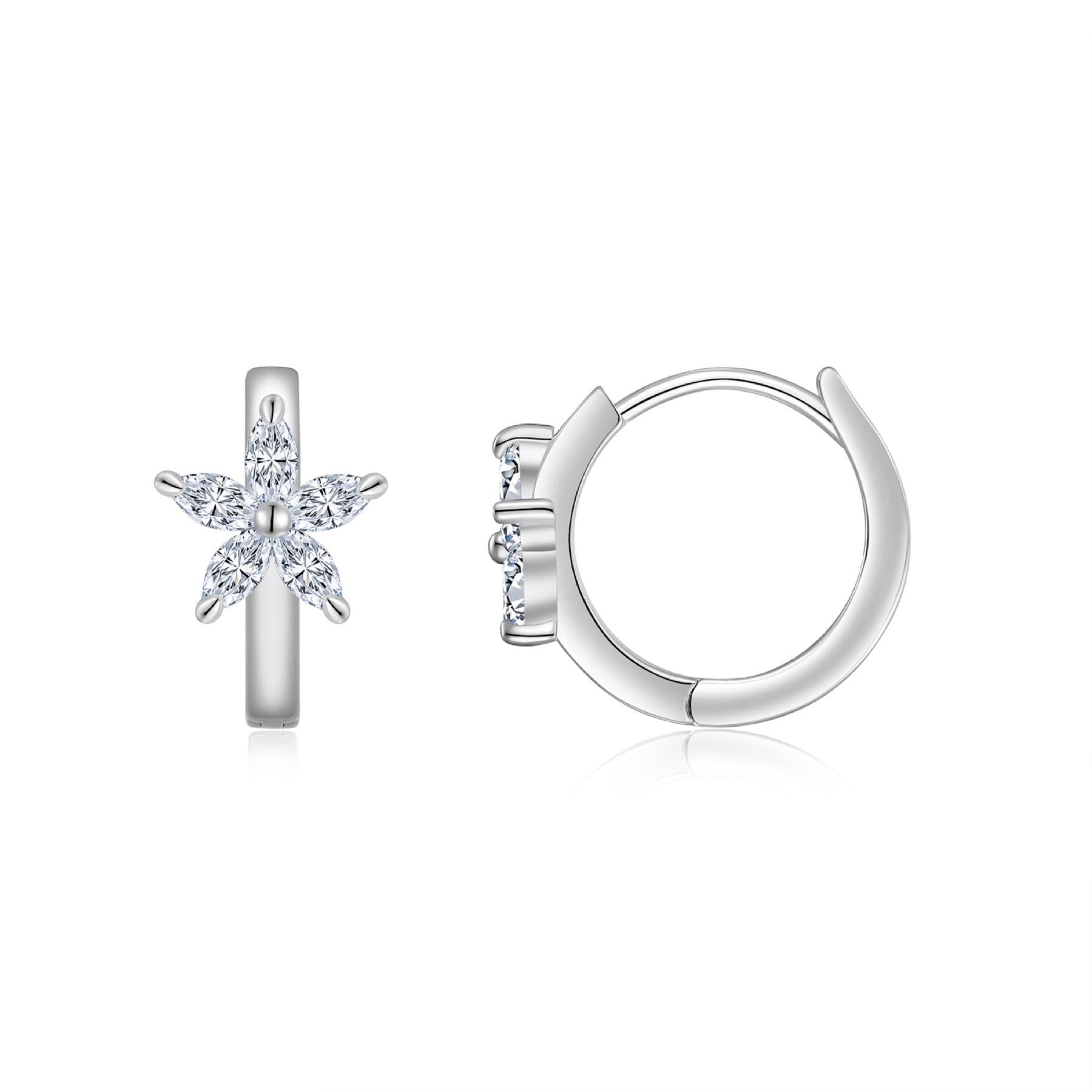 Croce Moissanite Cross Stud Earrings in Sterling Silver