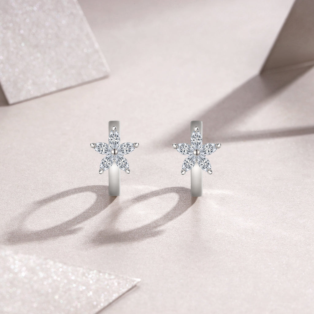 Croce Moissanite Cross Stud Earrings in Sterling Silver