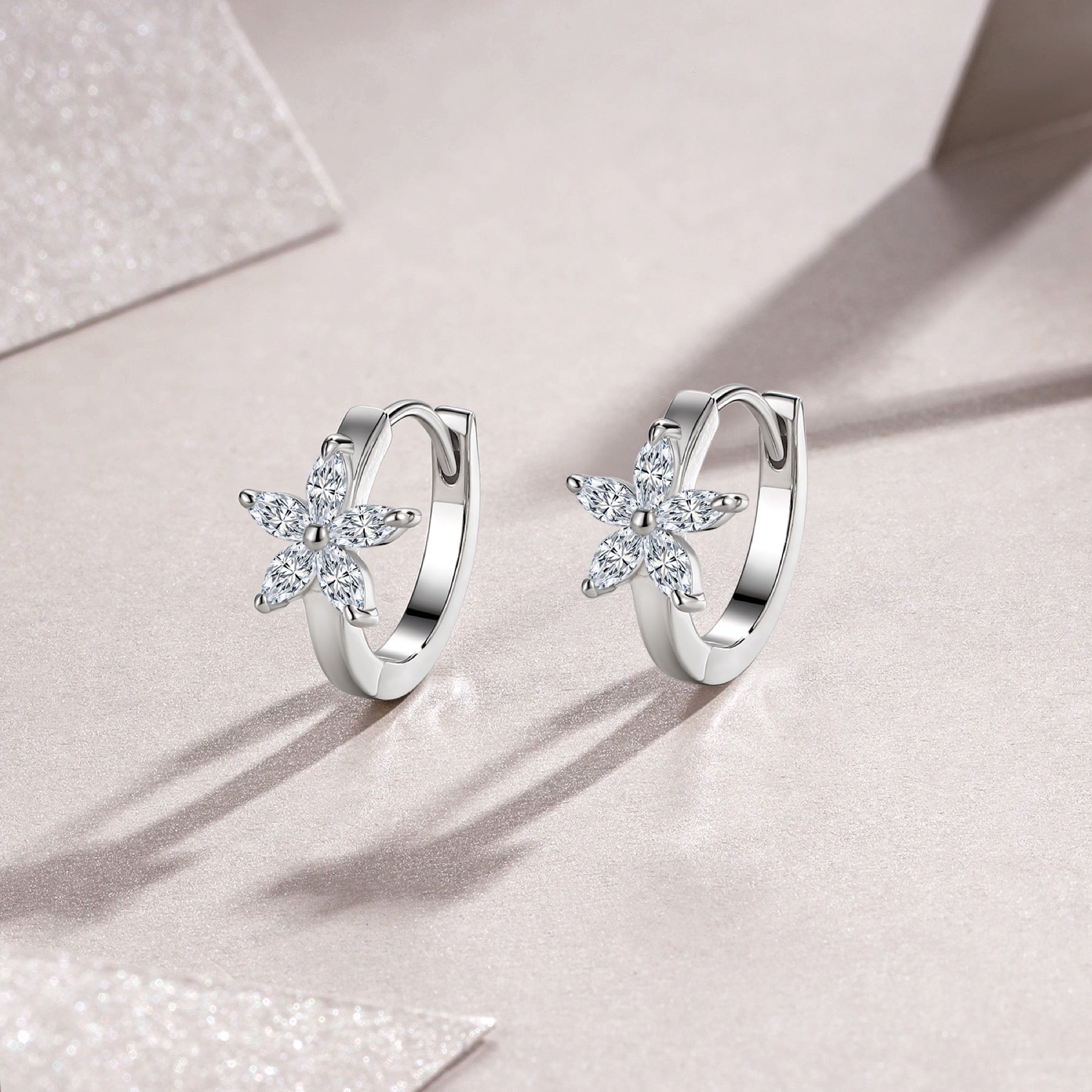 Croce Moissanite Cross Stud Earrings in Sterling Silver