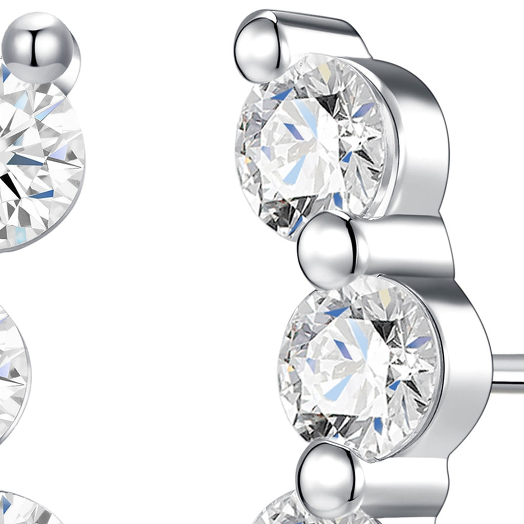 Terrazza Moissanite Climber Stud Earrings in Sterling Silver — detail