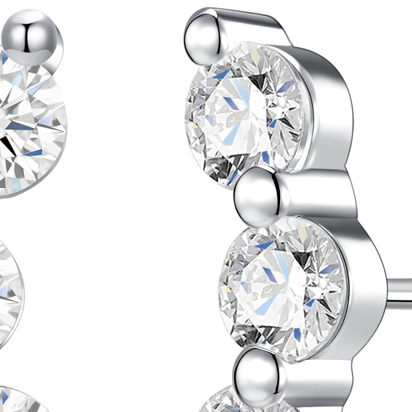 Terrazza Moissanite Climber Stud Earrings in Sterling Silver — detail
