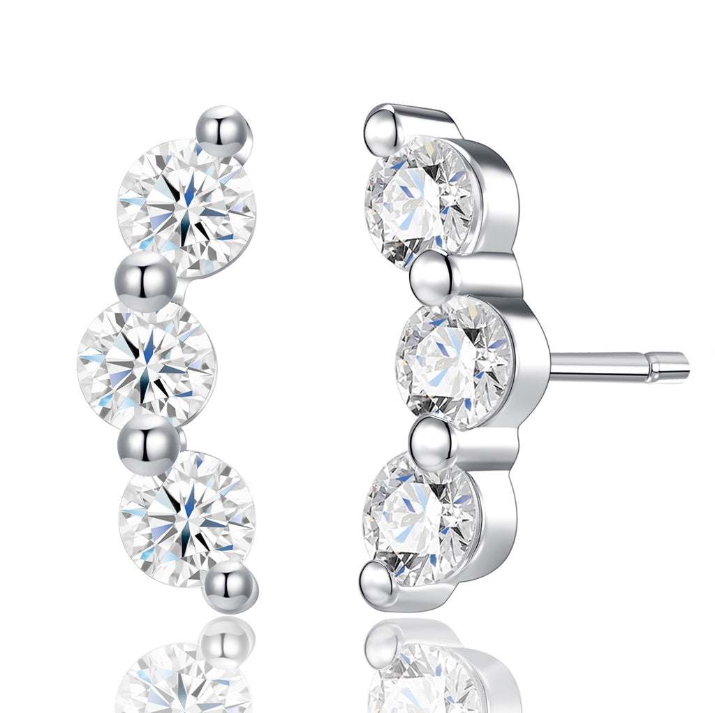 Terrazza Moissanite Climber Stud Earrings in Sterling Silver
