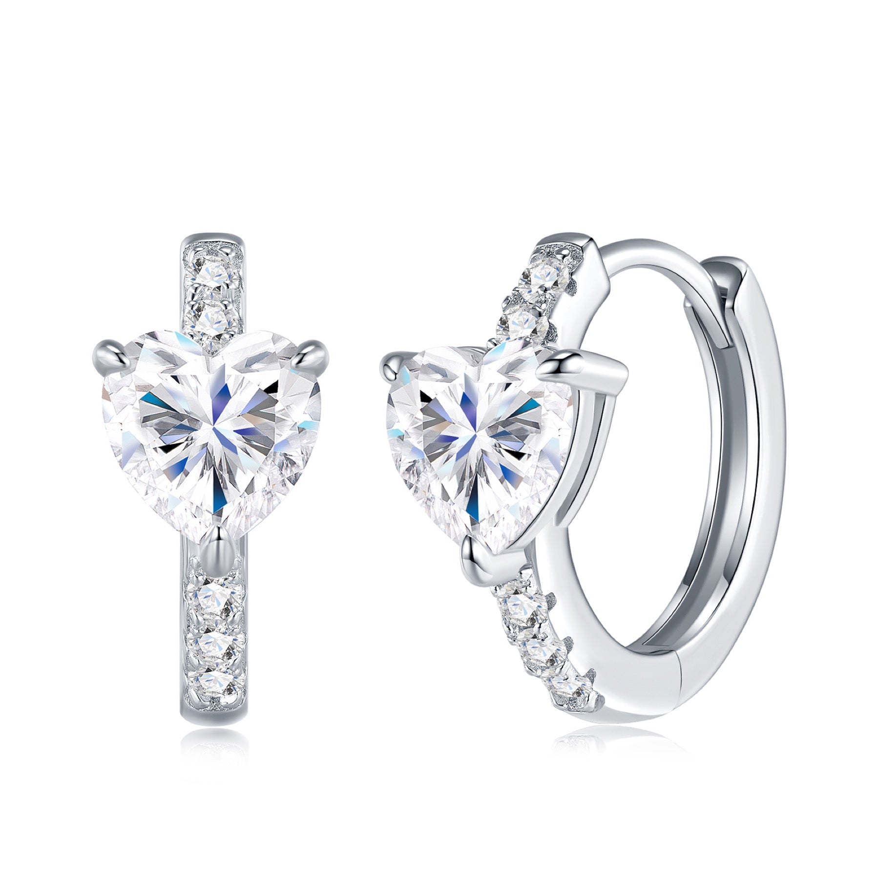 Sacrocuore Moissanite Stud Earrings in Sterling Silver