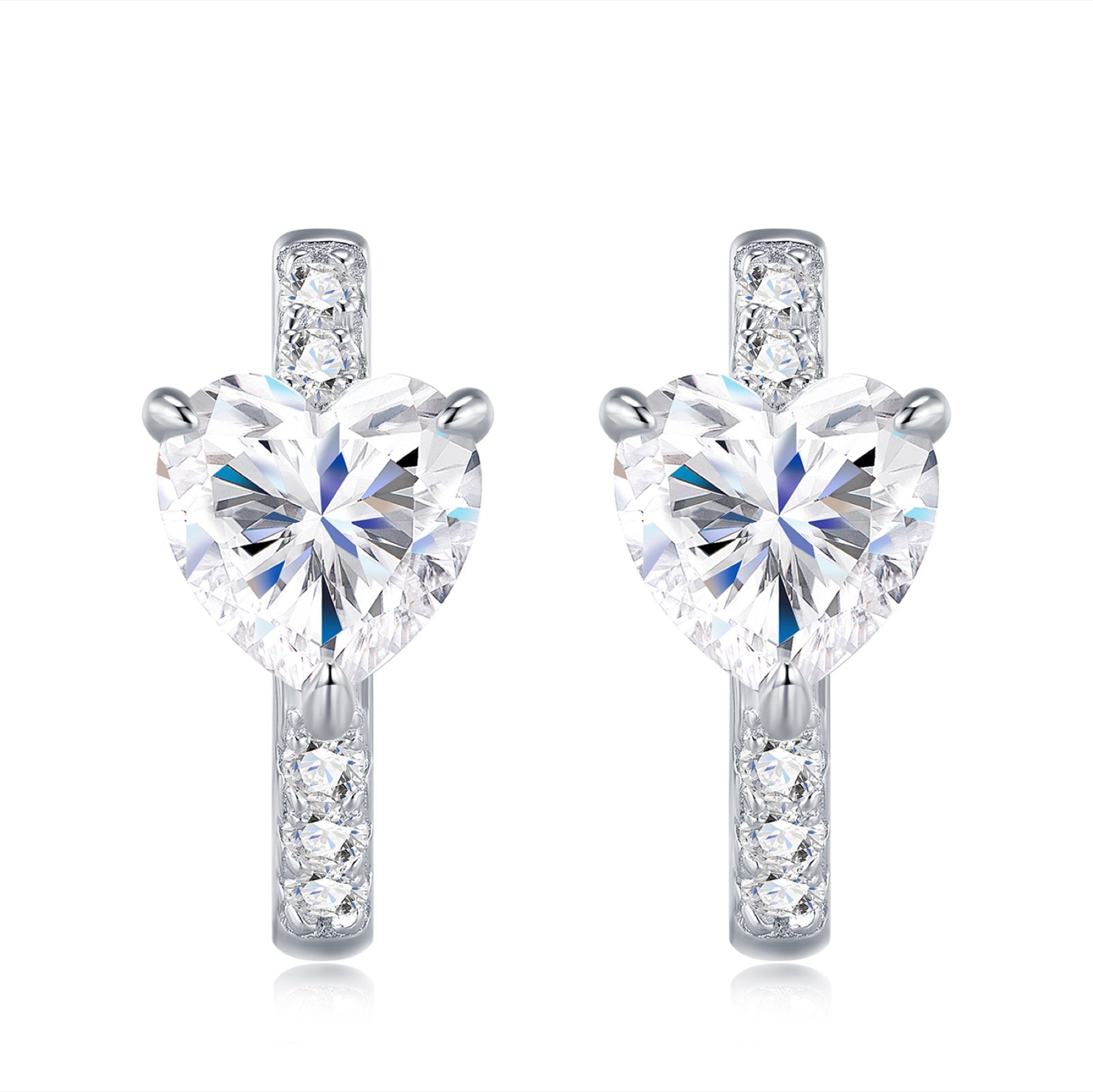 Sacrocuore Moissanite Stud Earrings in Sterling Silver