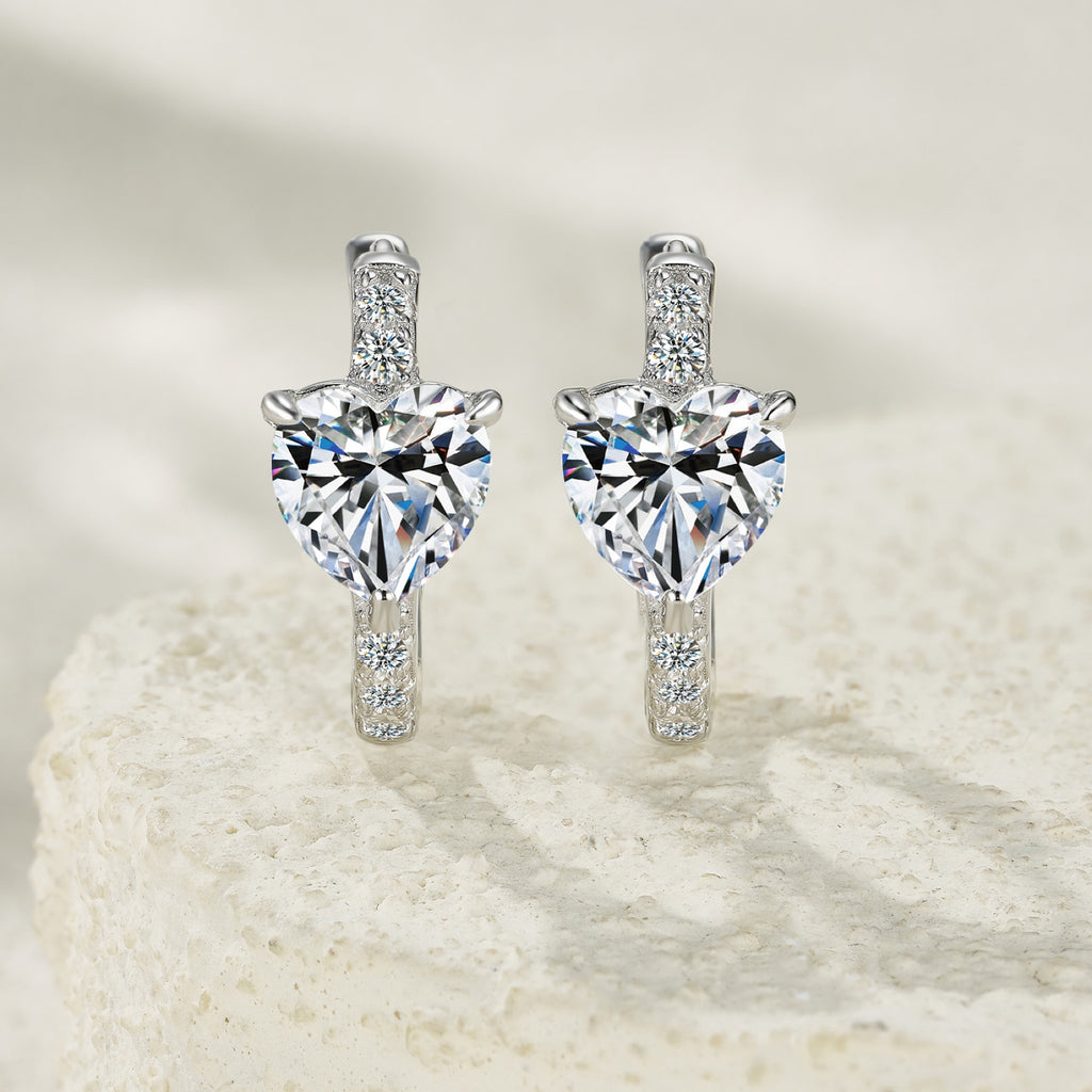 Sacrocuore Moissanite Stud Earrings in Sterling Silver