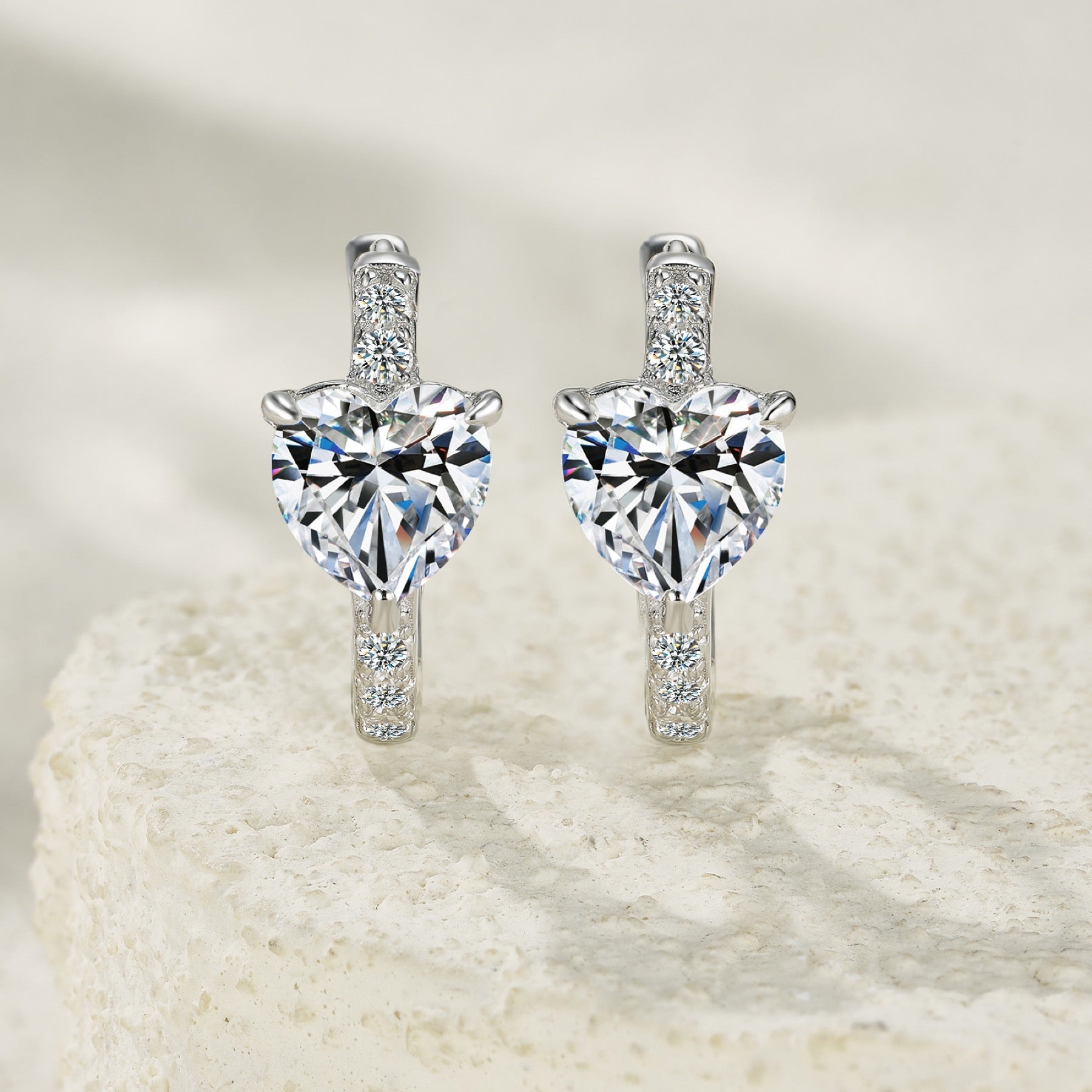 Sacrocuore Moissanite Stud Earrings in Sterling Silver