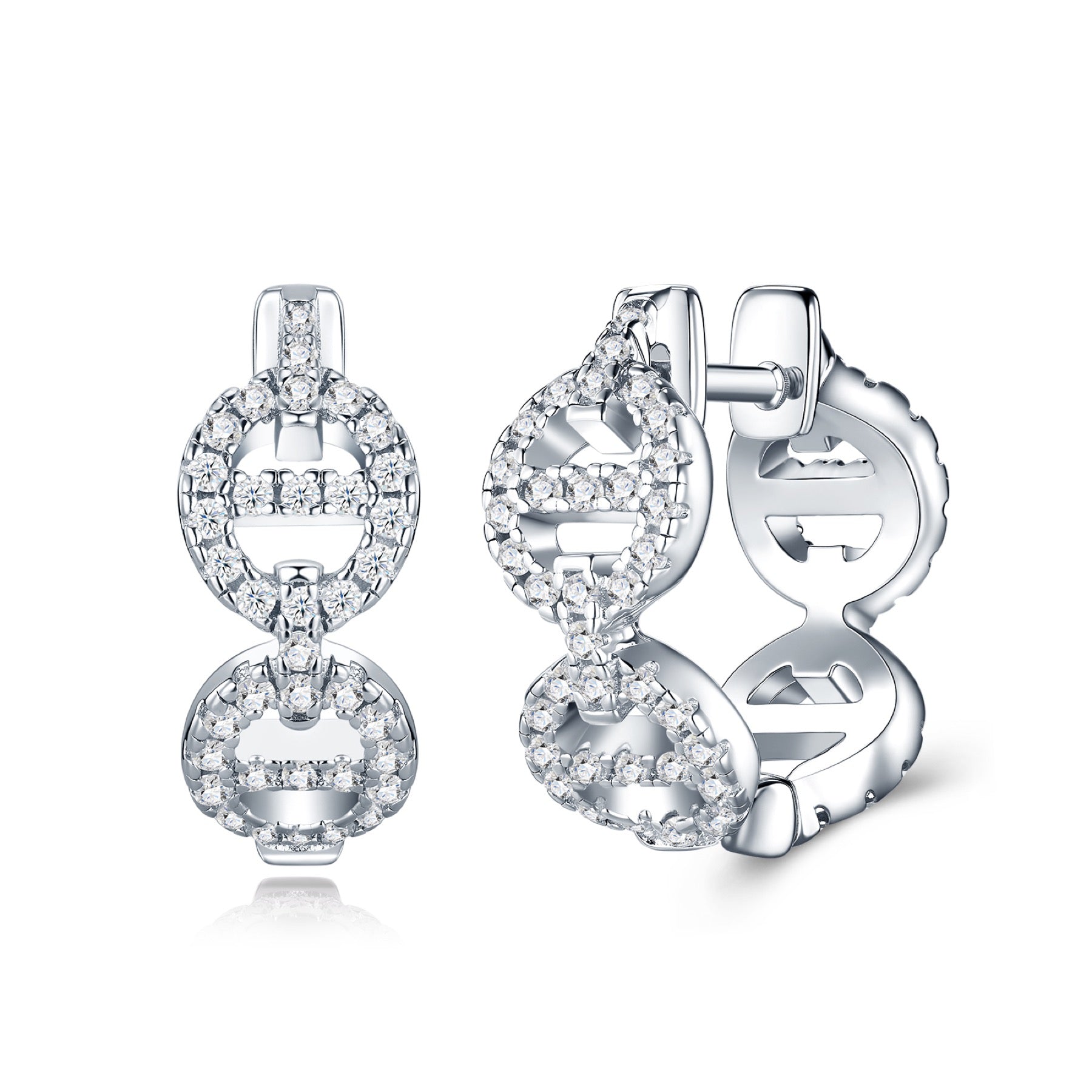 Otto Moissanite Drop Stud Earrings in Sterling Silver
