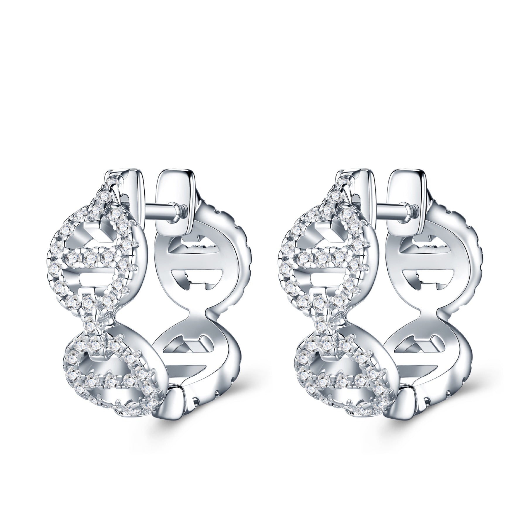 Otto Moissanite Drop Stud Earrings in Sterling Silver