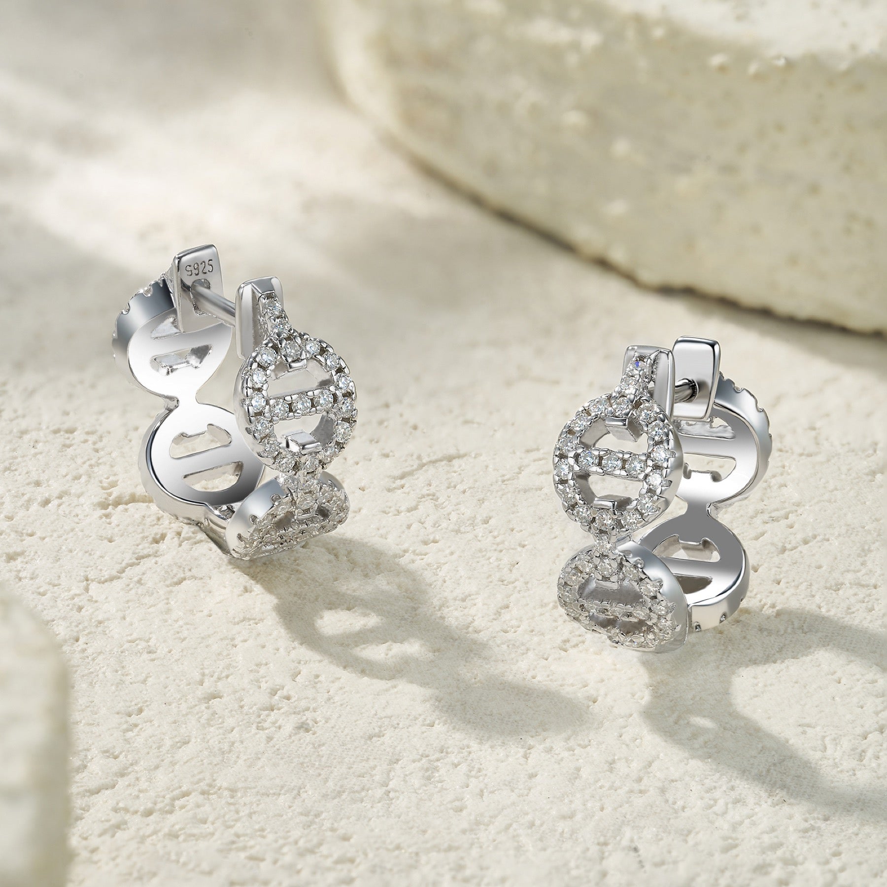 Otto Moissanite Drop Stud Earrings in Sterling Silver