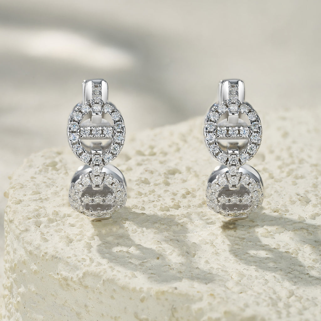 Otto Moissanite Drop Stud Earrings in Sterling Silver