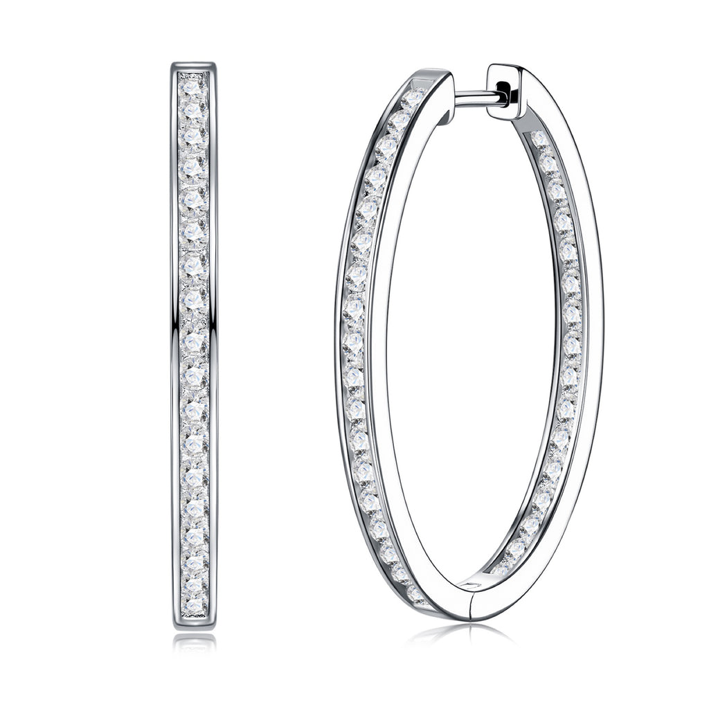 Ovaline Moissanite Hoop Earrings in Sterling Silver