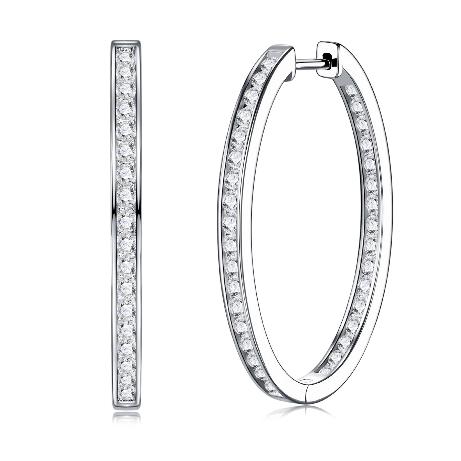 Ovaline Moissanite Hoop Earrings in Sterling Silver