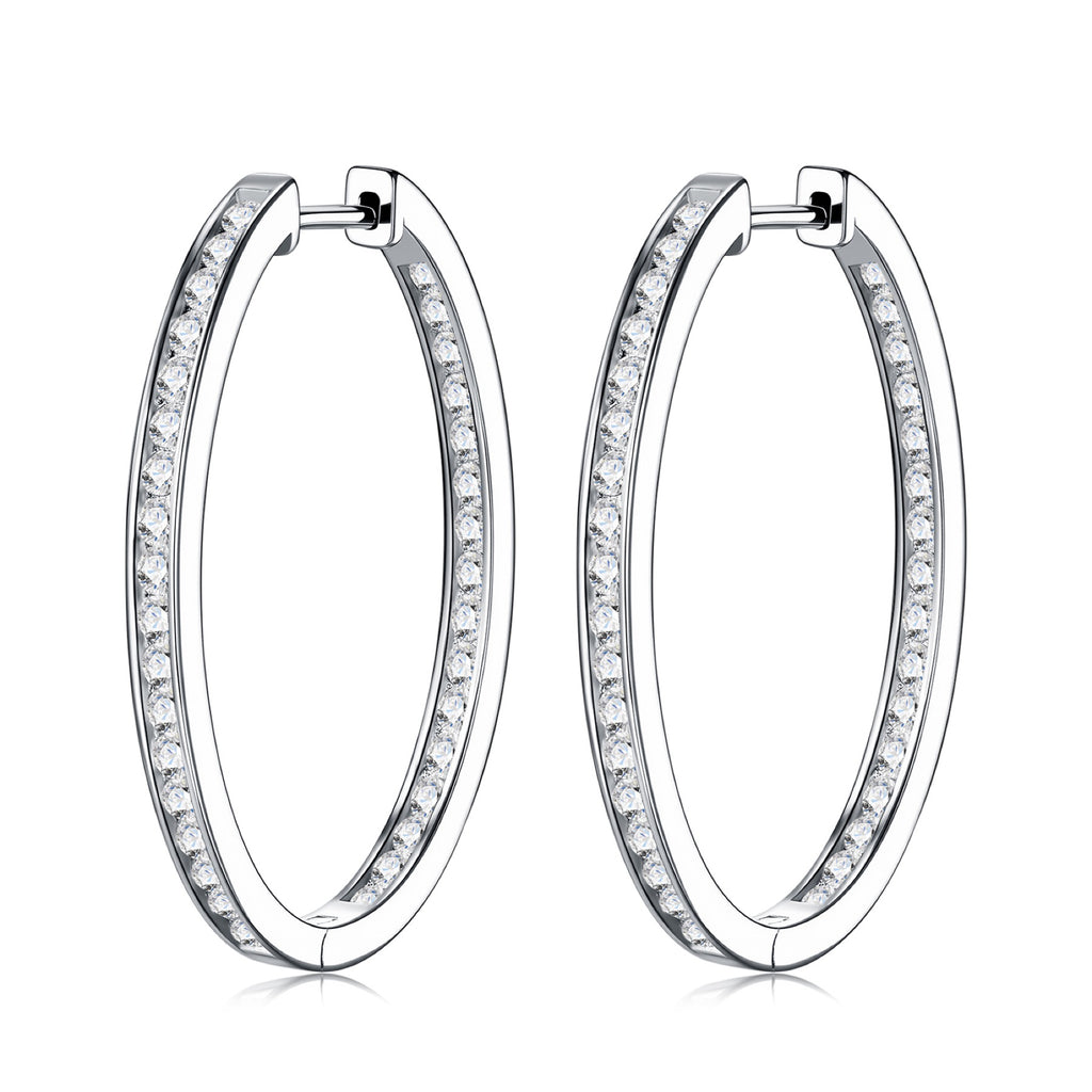 Ovaline Moissanite Hoop Earrings in Sterling Silver