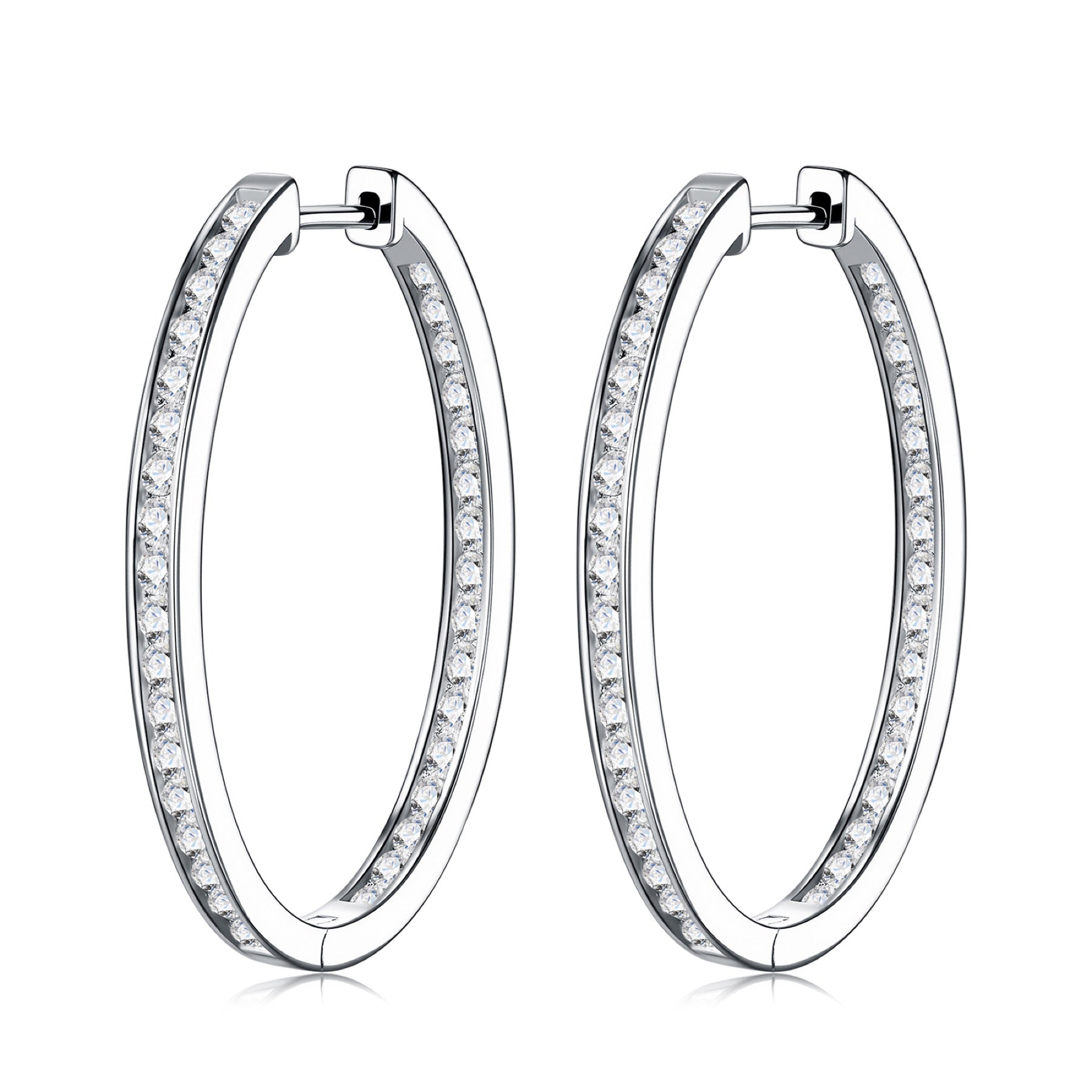 Ovaline Moissanite Hoop Earrings in Sterling Silver
