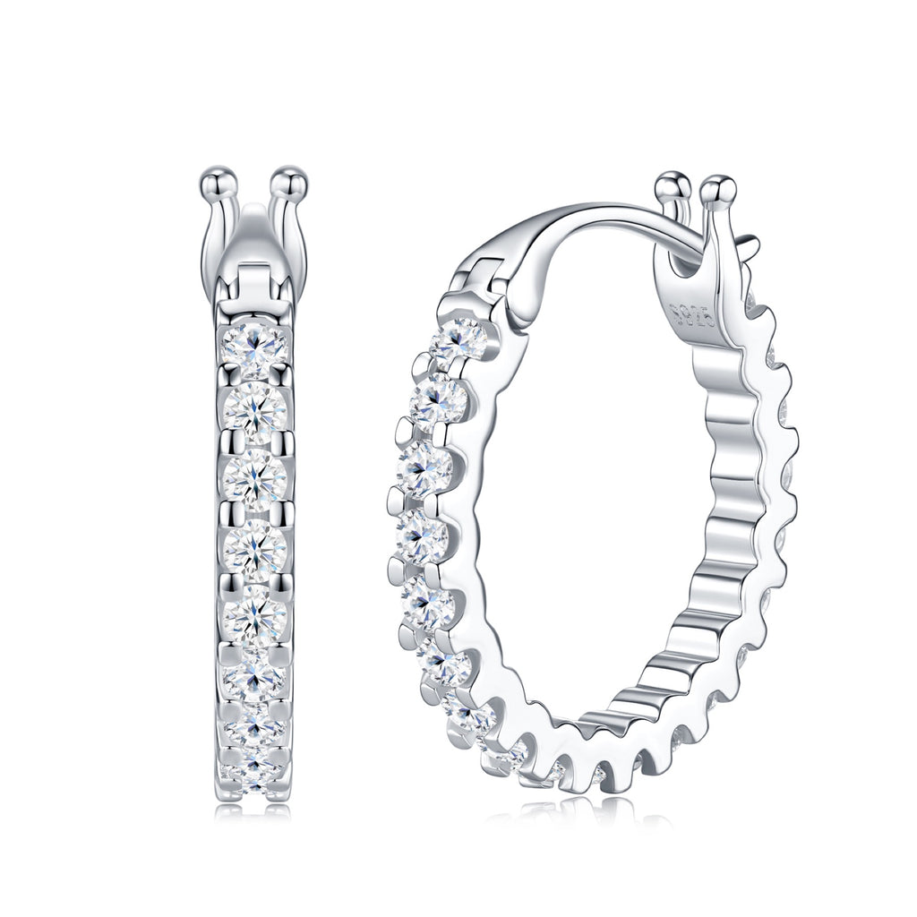 Griffe Moissanite Hoop Earrings in Sterling Silver