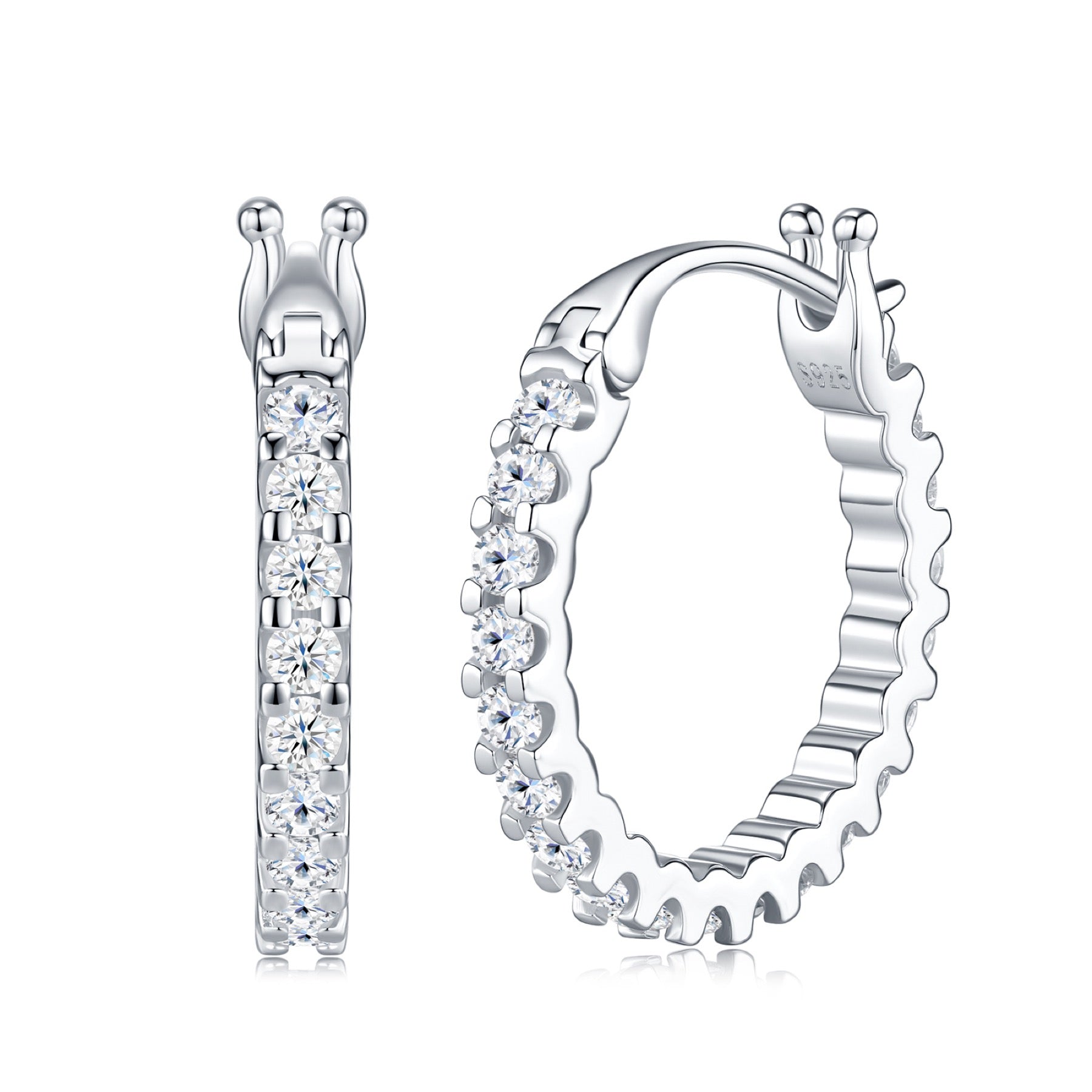 Griffe Moissanite Hoop Earrings in Sterling Silver
