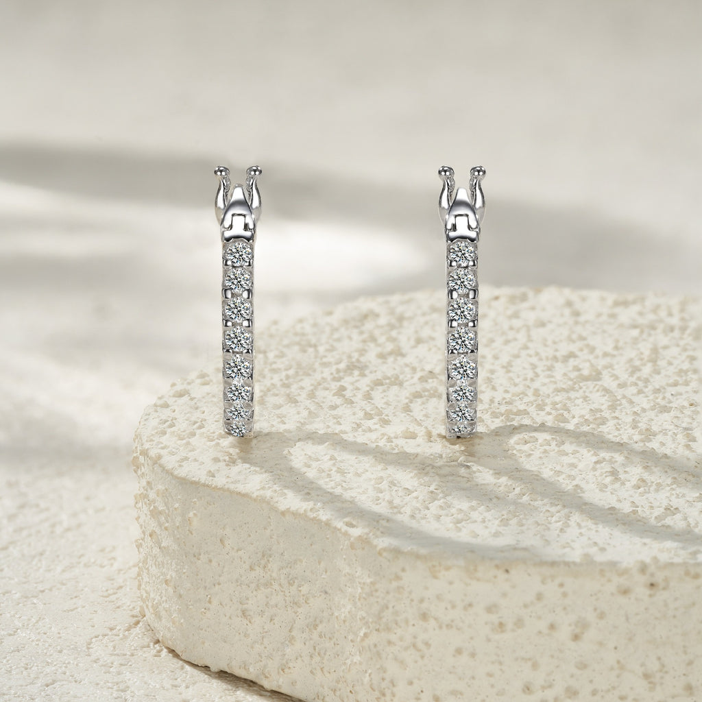 Griffe Moissanite Hoop Earrings in Sterling Silver