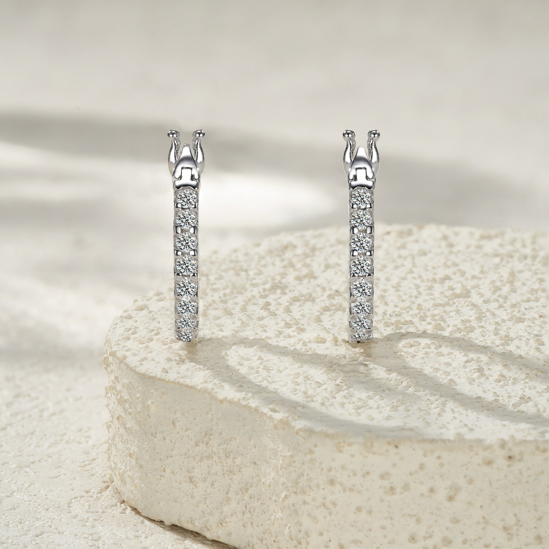Griffe Moissanite Hoop Earrings in Sterling Silver