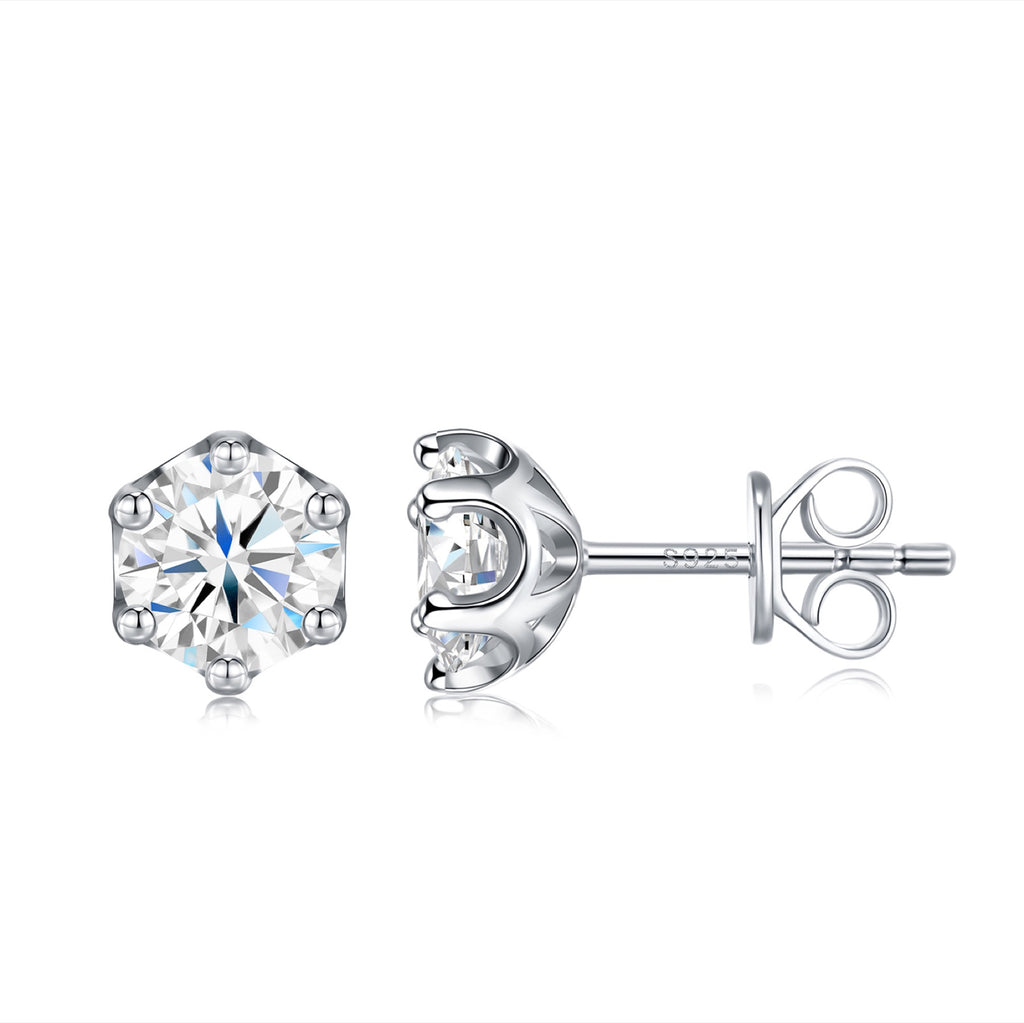 Chiaro 1 Carat Moissanite Stud Earrings in Sterling Silver
