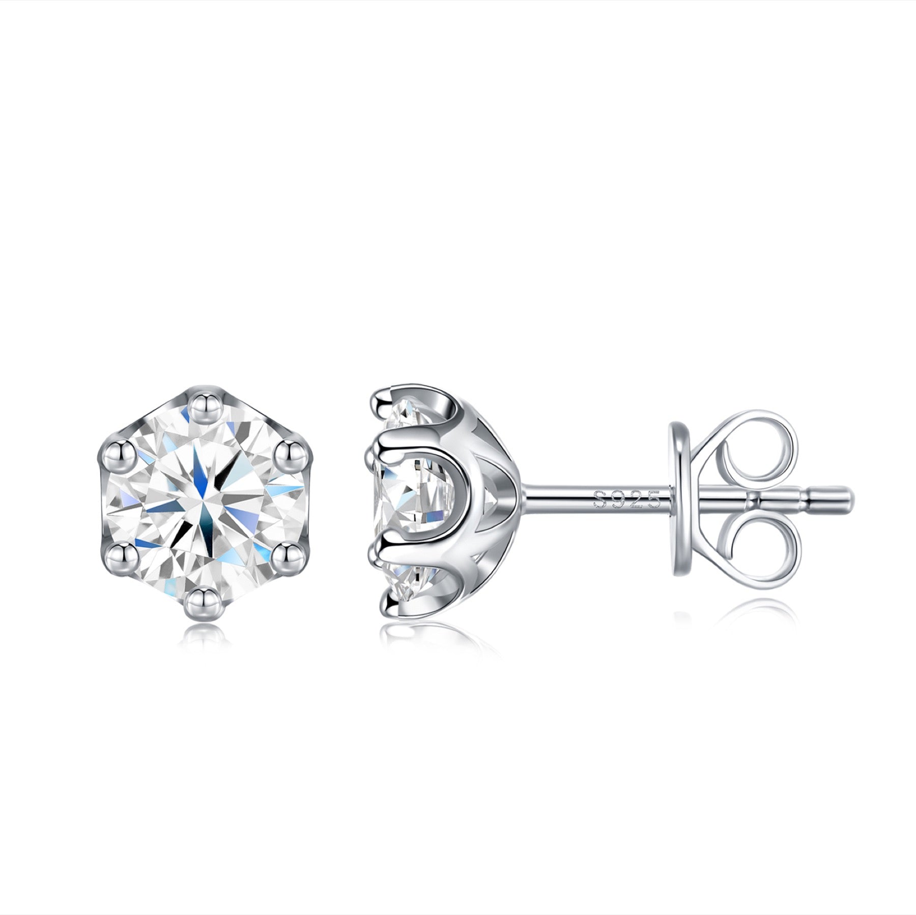 Chiaro 1 Carat Moissanite Stud Earrings in Sterling Silver