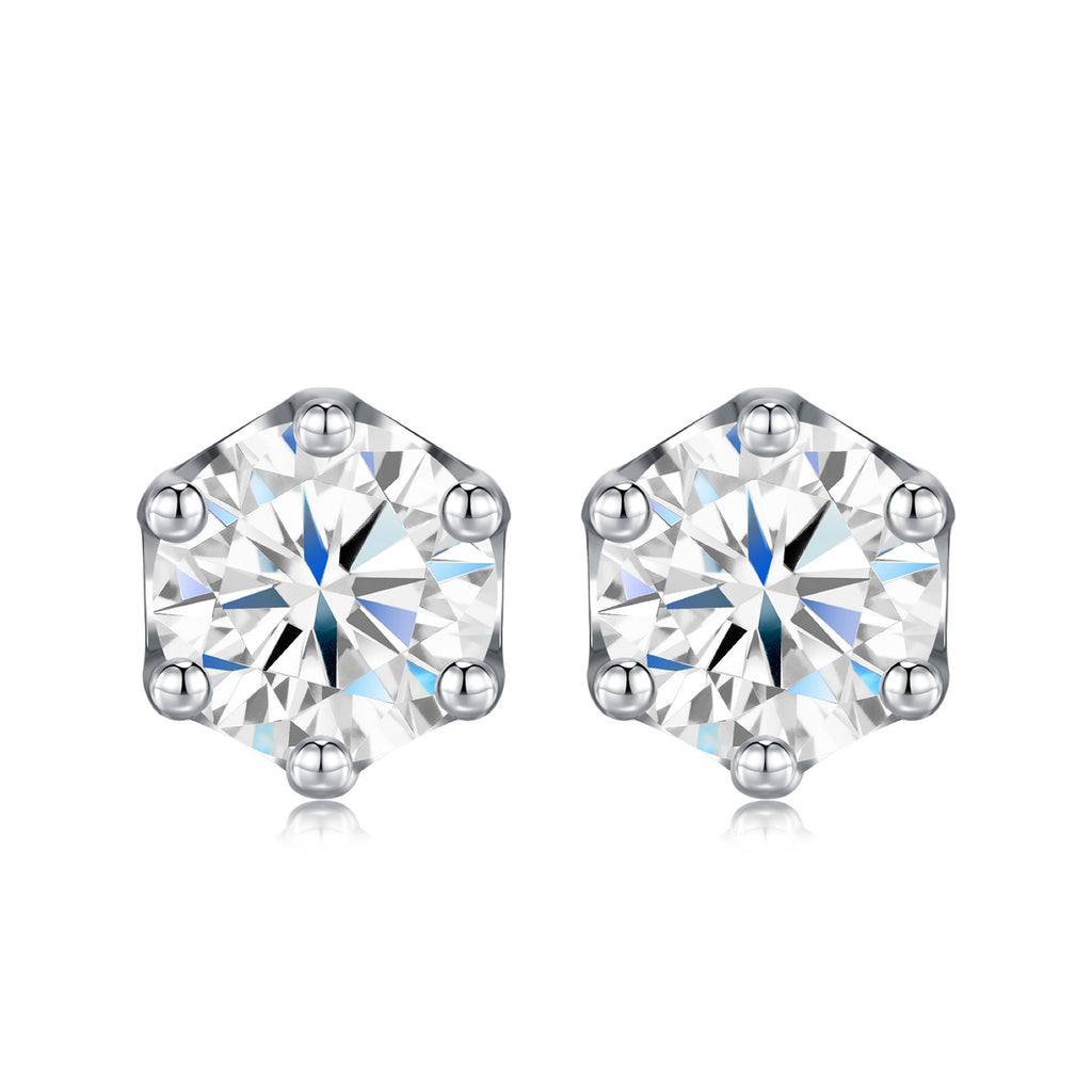Chiaro 1 Carat Moissanite Stud Earrings in Sterling Silver