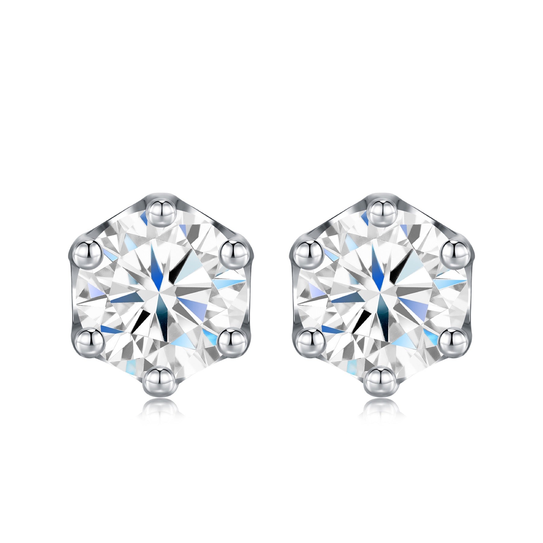 Chiaro 1 Carat Moissanite Stud Earrings in Sterling Silver