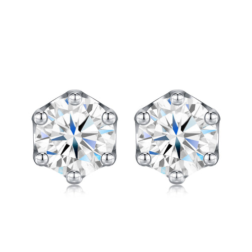 Chiaro 1 Carat Moissanite Stud Earrings in Sterling Silver