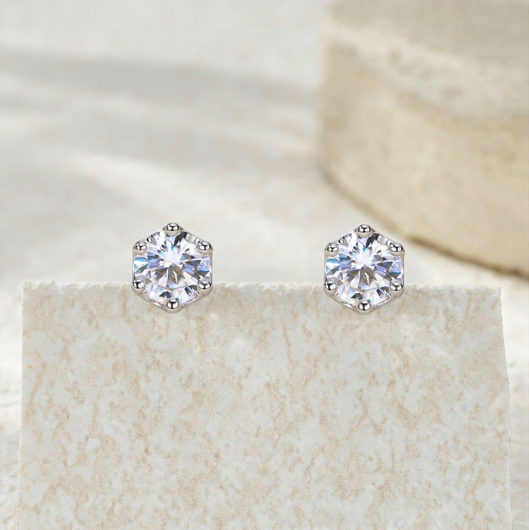 Chiaro 1 Carat Moissanite Stud Earrings in Sterling Silver
