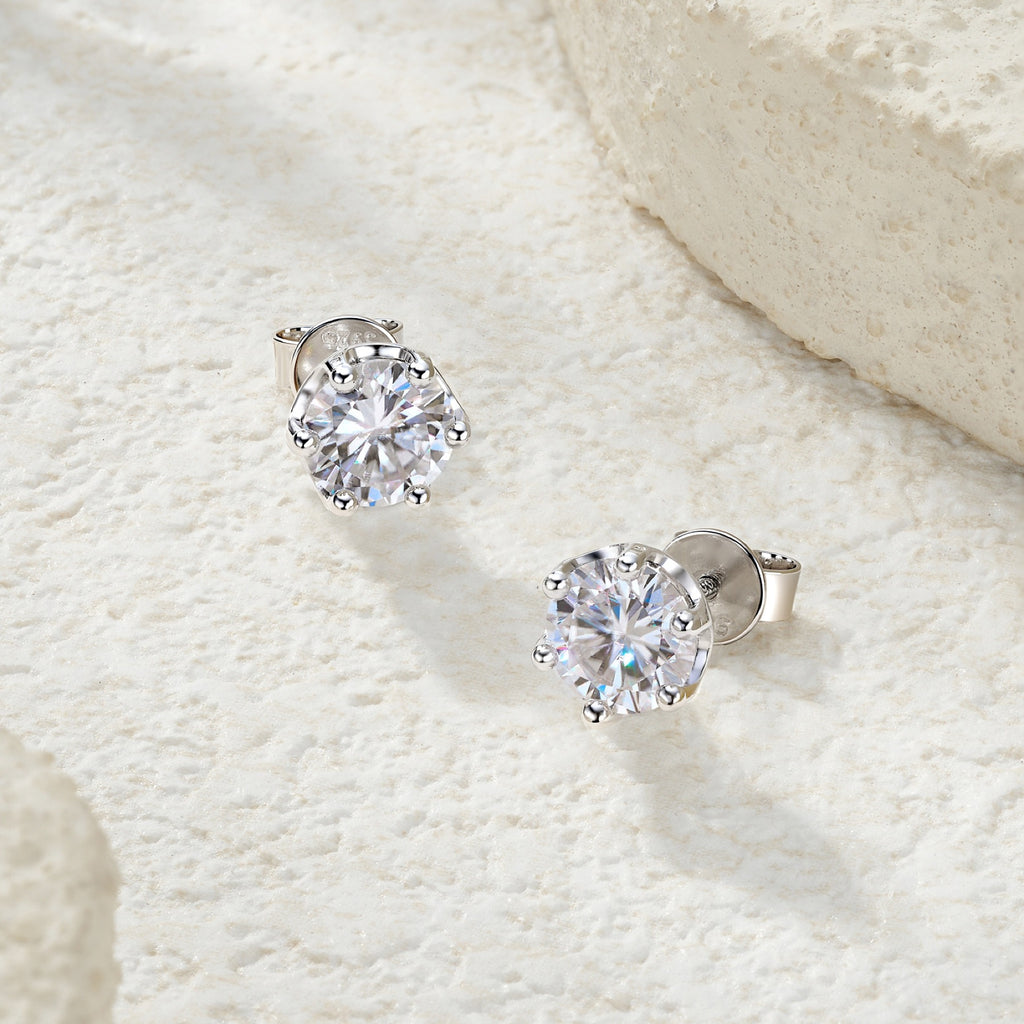 Chiaro 1 Carat Moissanite Stud Earrings in Sterling Silver