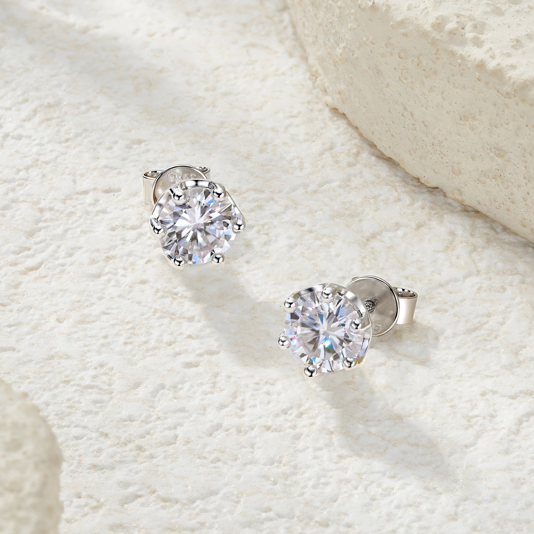 Chiaro 1 Carat Moissanite Stud Earrings in Sterling Silver