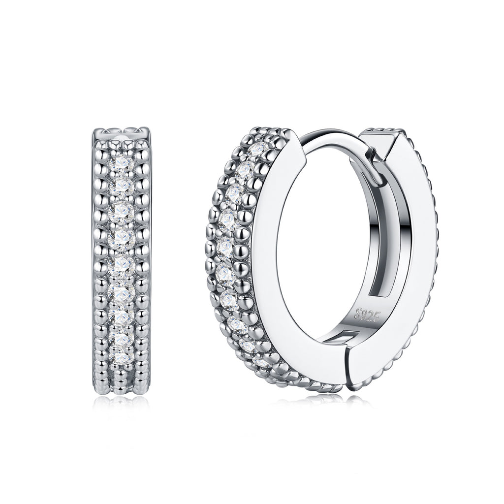 Trina Moissanite Huggie Hoop Earrings in Sterling Silver