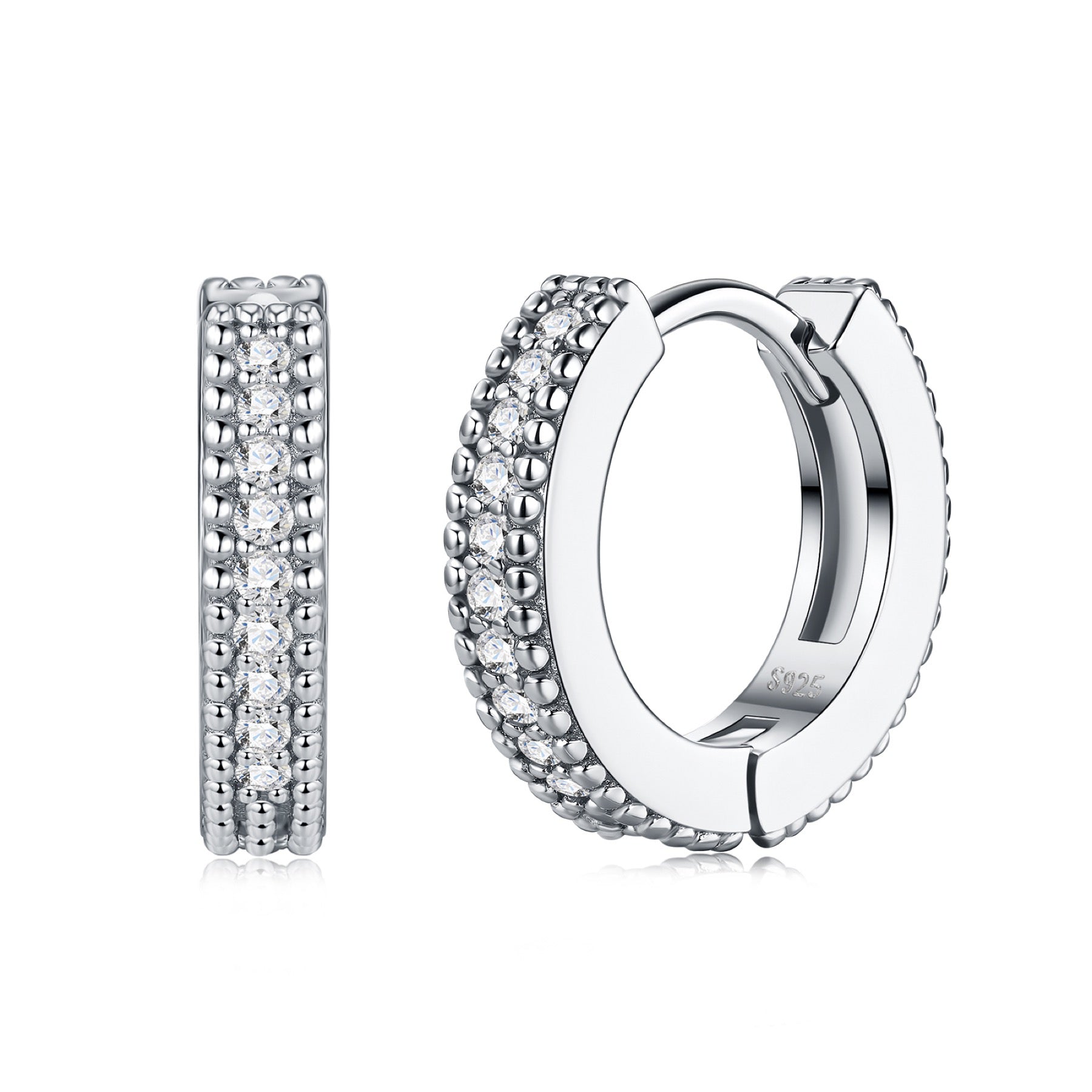 Trina Moissanite Huggie Hoop Earrings in Sterling Silver