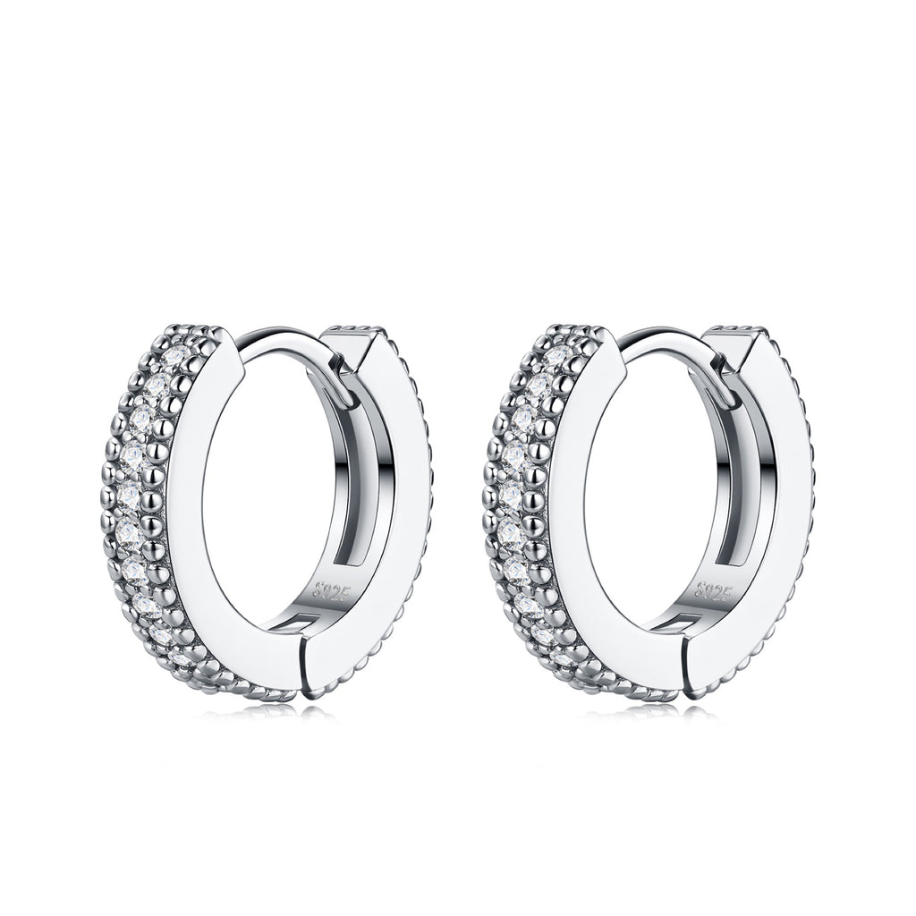 Trina Moissanite Huggie Hoop Earrings in Sterling Silver