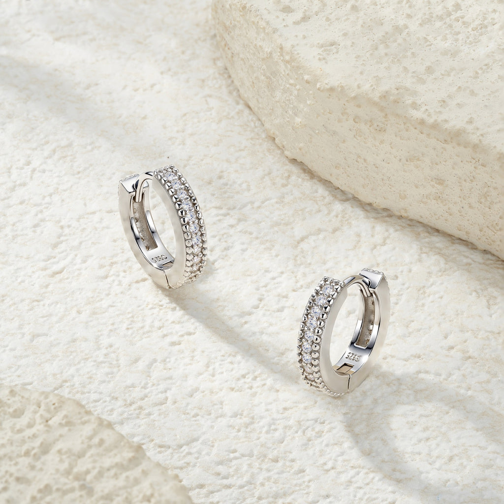 Trina Moissanite Huggie Hoop Earrings in Sterling Silver