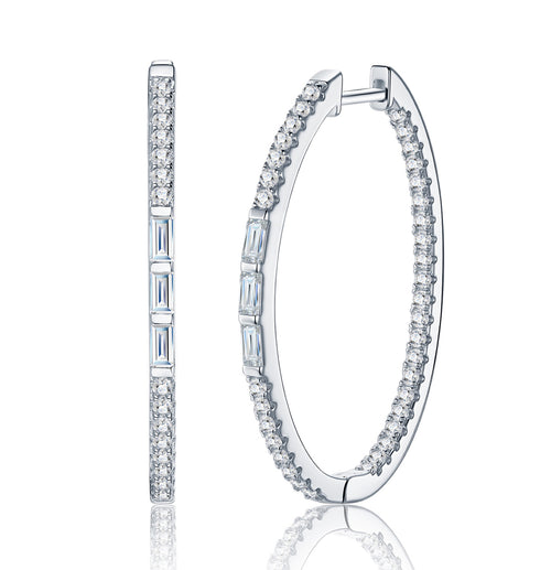 Cerchione Moissanite Hoop Earrings in Sterling Silver