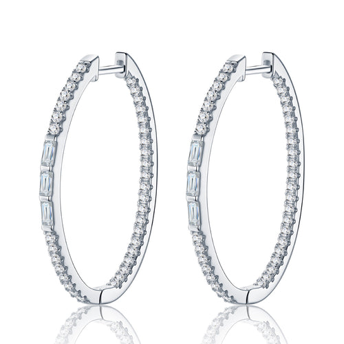 Cerchione Moissanite Hoop Earrings in Sterling Silver