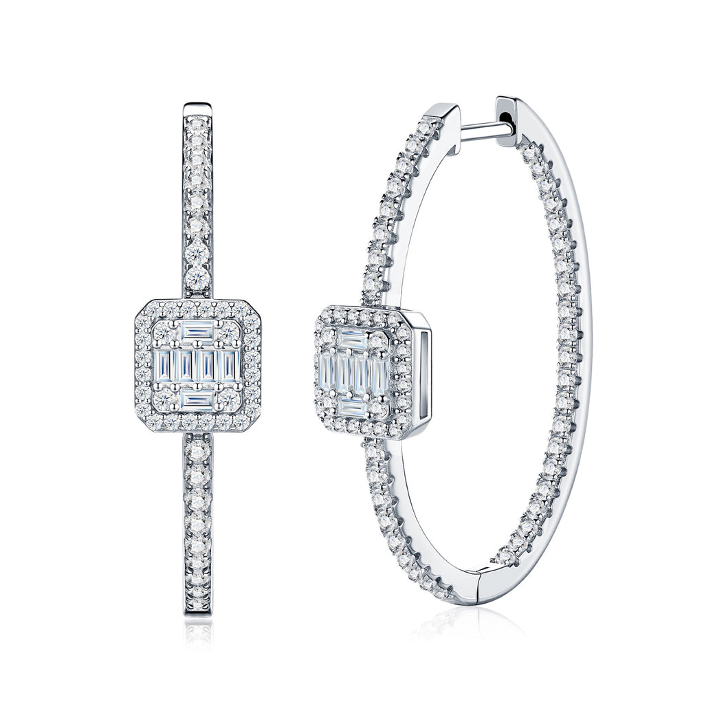 Traccia Moissanite Hoop Earrings in Sterling Silver