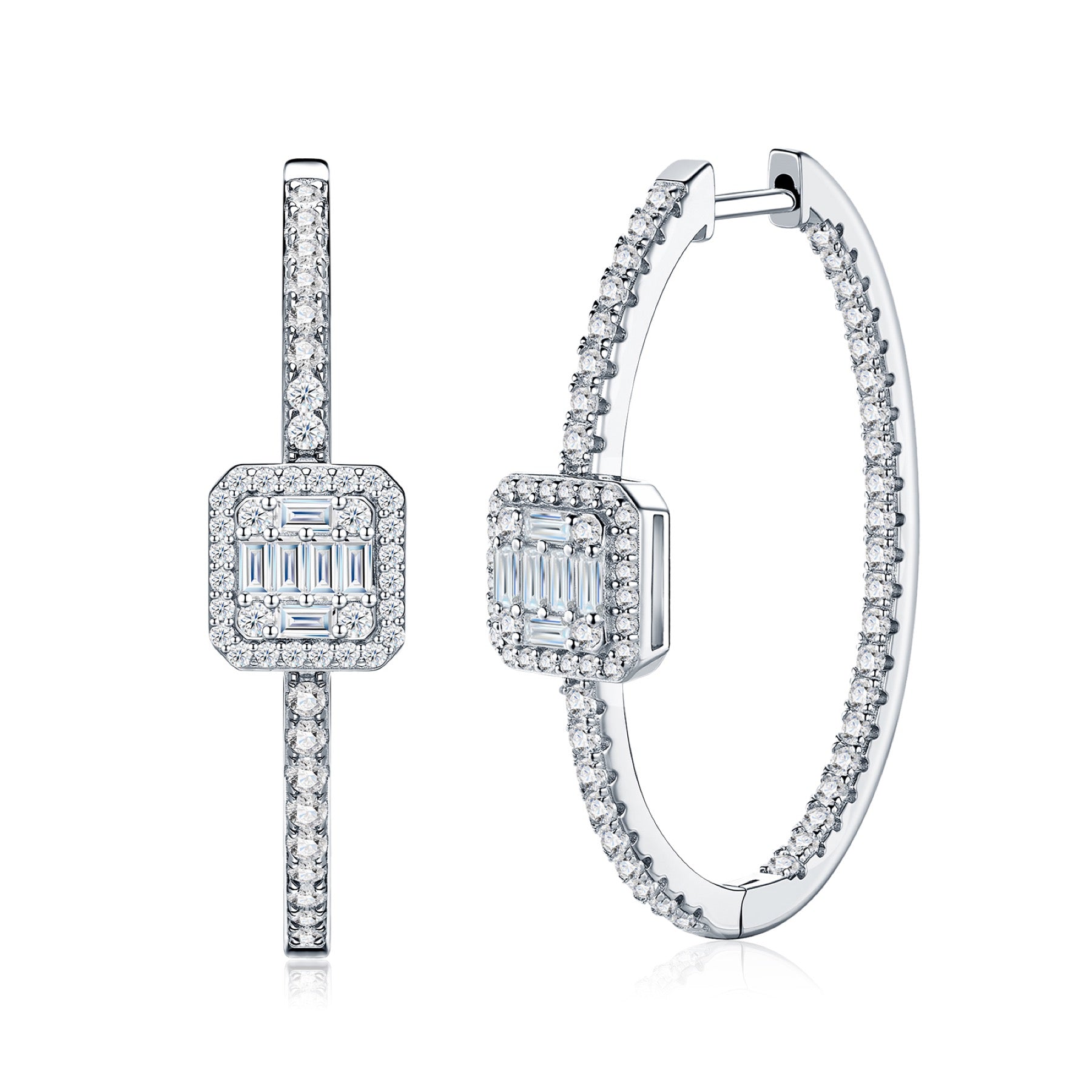Traccia Moissanite Hoop Earrings in Sterling Silver
